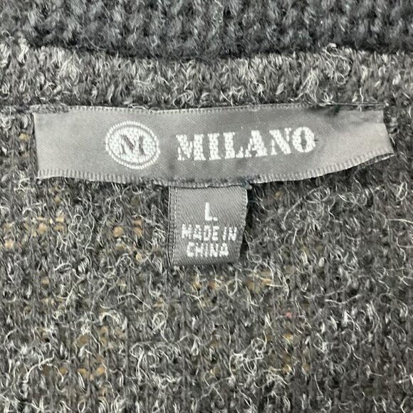 Womens Milano Black Cardigan Mohair Blend Sweater Size L Preowned - Picture 3 of 6
